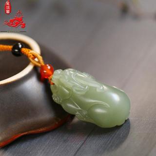 和田玉手串 女款菠菜绿碧玉手串k金玉石饰品礼品白玉貔貅手链