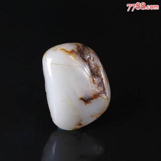 新疆和田玉籽料青白玉原皮松鹤延年长寿如意把件挂件玉质圆润